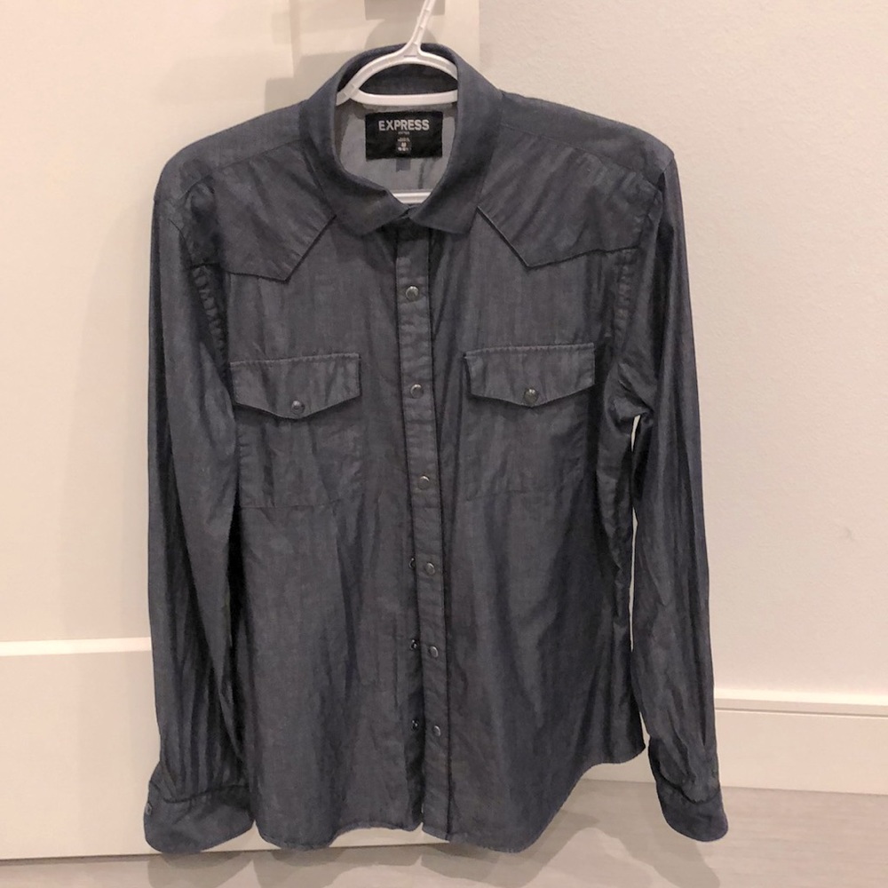 Mens Medium Express Fitted Dress Shirt